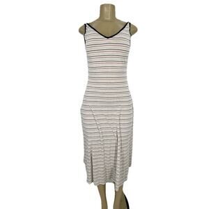 OGL Medium Women Maxi Dress Padded Fully Lined Striped Zip Pockets MN6